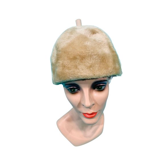 Vintage 1950s Faux Fur Beret Peck & Peck Round Hat - Picture 6 of 10